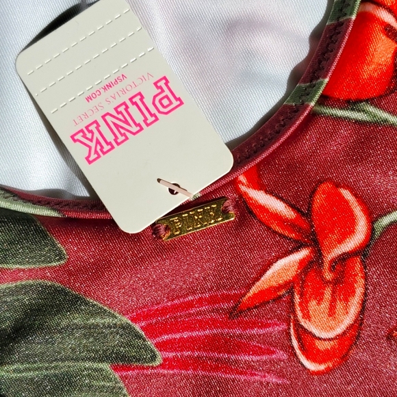 Victoria's Secret Pink Medium Tropical One Piece Plunge Swimsuit - Picture 7 of 10